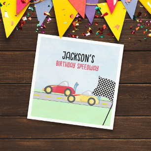 Kids Birthday Cute Race Car Custom Napkins