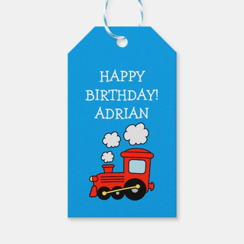 Kids Birthday cute red locomotive choo choo train Gift Tags