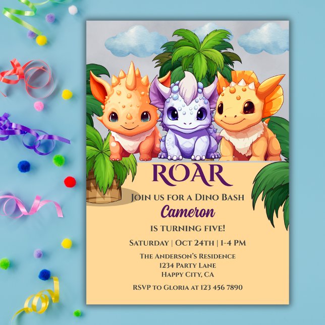 Kid's Birthday Dinosaur Party a Dino Bash Any Age Invitation (Creator Uploaded)