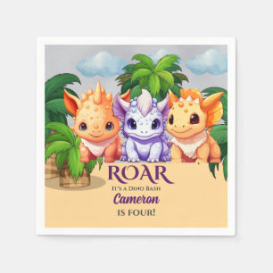 Kid's Birthday Dinosaur Party a Dino Bash Any Age Napkins