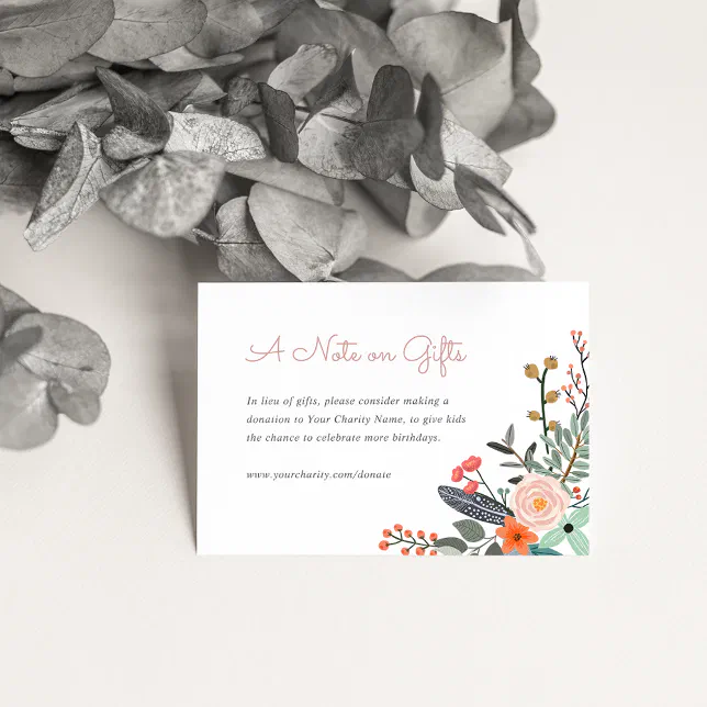 Kids Birthday Donation In Lieu of Gifts Enclosure Card Zazzle