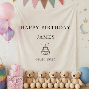 Kids Birthday Fabric Banner, Personalized Fabric Tapestry