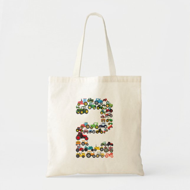 Kids Birthday Farm Tractor Two Years Old Bir Tote Bag (Front)