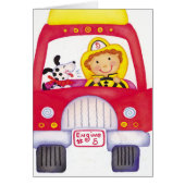 Kid's birthday firetruck custom card (Front)