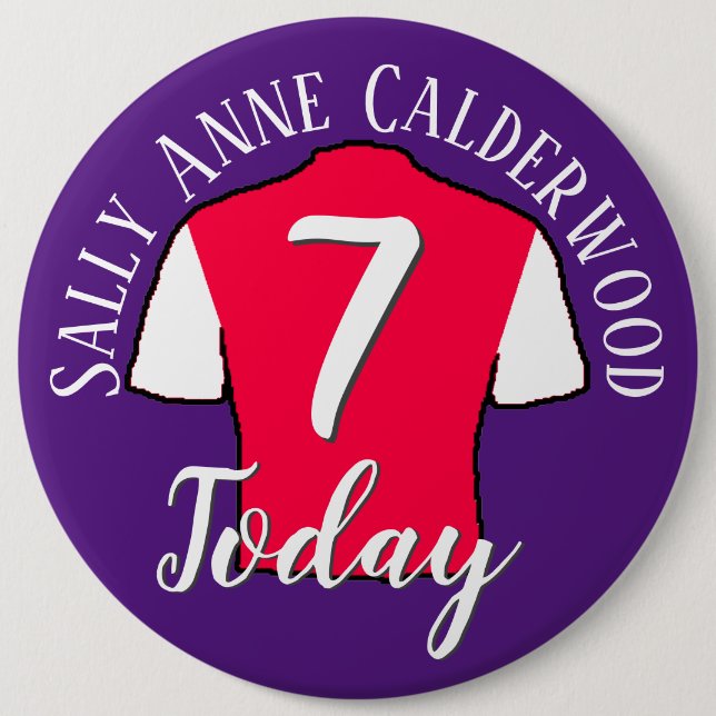 Kid's Birthday Football Badge to Personalise Button (Front)