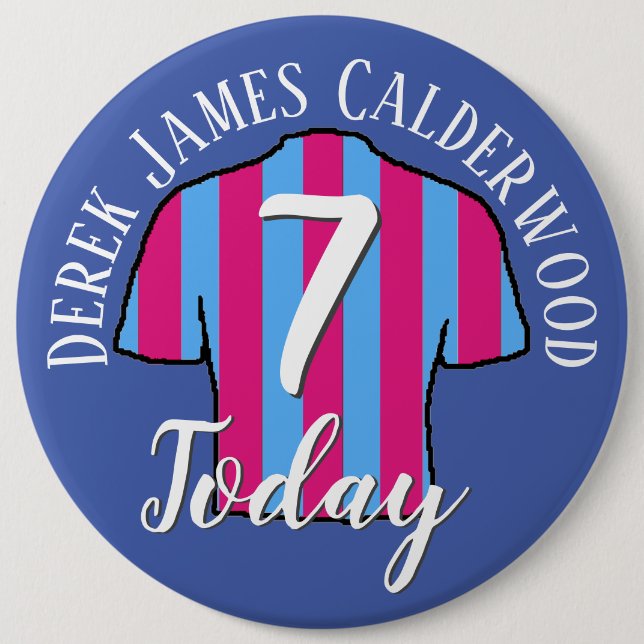 Kids Birthday Football Shirt Design to Personalise Button (Front)