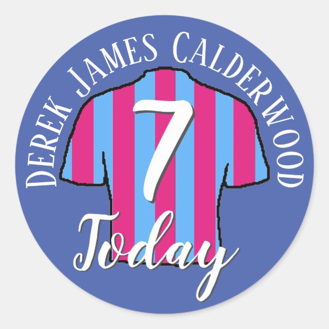 Kids Birthday Football Shirt Design to Personalise Classic Round Sticker (Front)