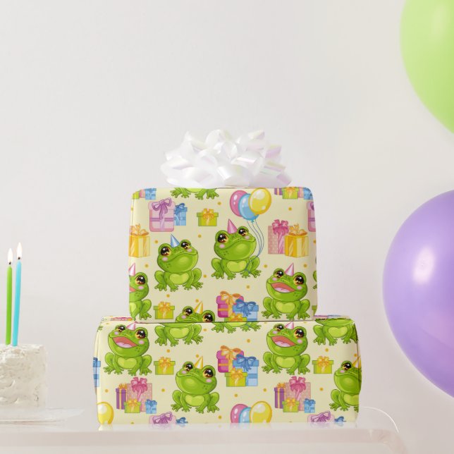 Kids Birthday Frogs Wrapping Paper (Party Gifts)