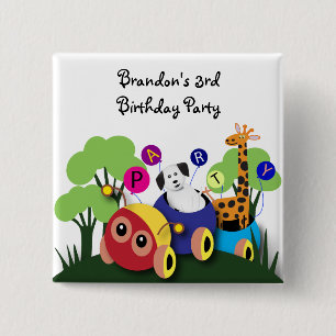 Kids birthday: Fun caterpillar train Pinback Button