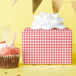 Kids Birthday Gingham Farm Red Wrapping Paper<br><div class="desc">Gingham print with editable base color (white)</div>