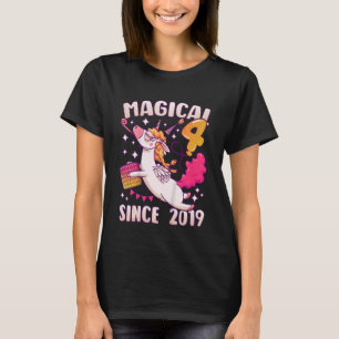 Kids Birthday girl 4 years old, born 2019, Unicorn T-Shirt
