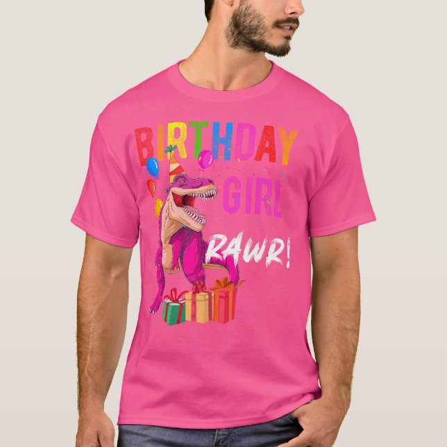 Kids Birthday Girl Dinosaur Shirtt-Rex Raptor Birt T-Shirt (Front)