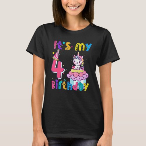 Kids birthday girl  Unicorn 4th im 4 years old de T_Shirt