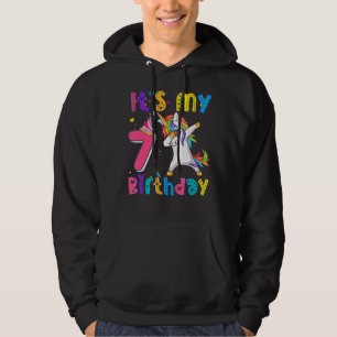 Kids birthday girl Unicorn 7th i'm 7 years old 2 Hoodie