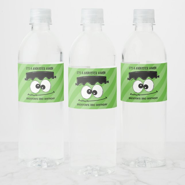 Kids Birthday Halloween Party Labels, Frankenstein Water Bottle Label (Bottles)