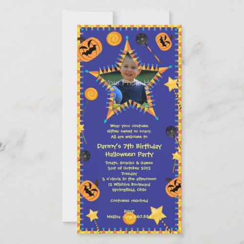 Kids Birthday Hallowen Costume Party Invitation