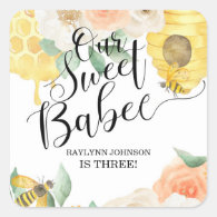 Kids Birthday, Honey bee, Bee themed Paper Plate Square Sticker
