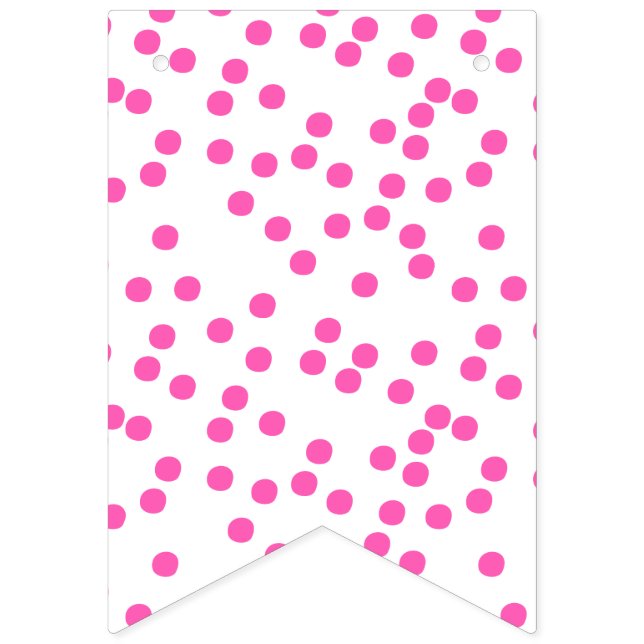 Kids Birthday - Hot Pink Polkadots Pattern Bunting Flags (First Flag)