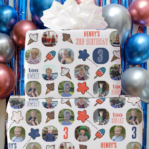 Kid's Birthday Ice Cream Any Age Photo Wrapping Paper