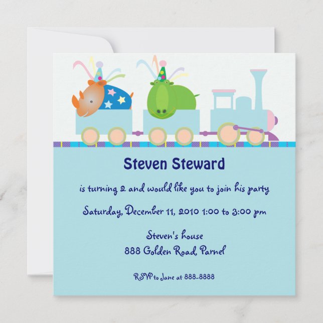 Kids Birthday Invitation: 019 Train Invitation (Front)