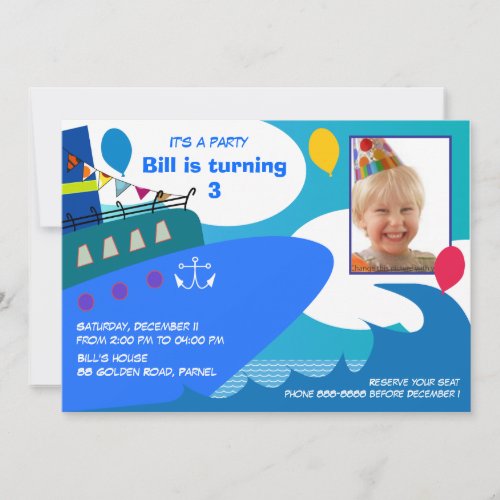 Kids Birthday Invitation 027: Cruise Ship
