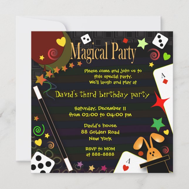 Kids birthday invitation 043 Magical Party (Front)