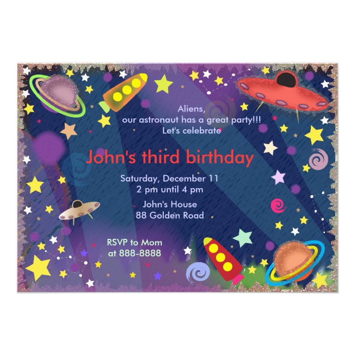 Kids birthday invitation 047 Outer Space II