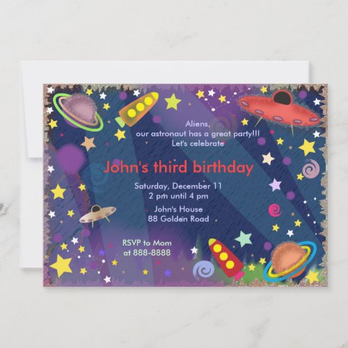 Kids birthday invitation 047 Outer Space II