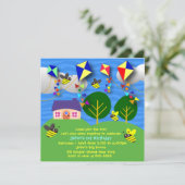 Kid's birthday invitation: 058 Spring Kites Invitation (Standing Front)