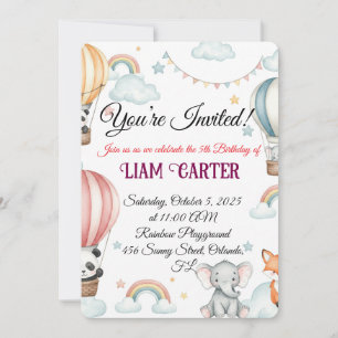 Kids’ Birthday Invitation – Cute Hot Air Balloon