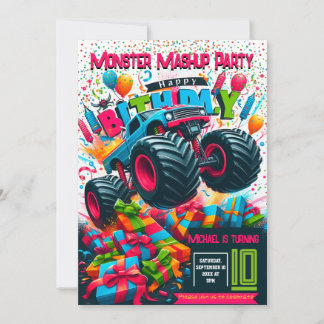 Kids birthday invitation: Monster mashup party, QR Invitation