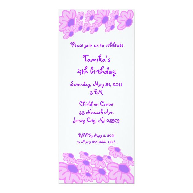 Kids Birthday Invitation Pink Floral