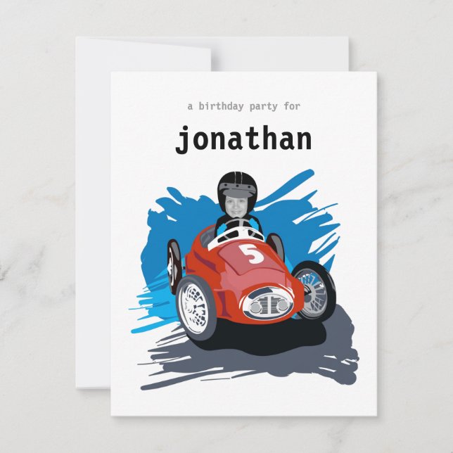Kids Birthday Invitation - Race Car (Front)