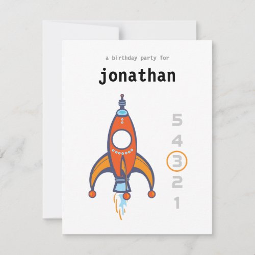 Kids Birthday Invitation - Rocket