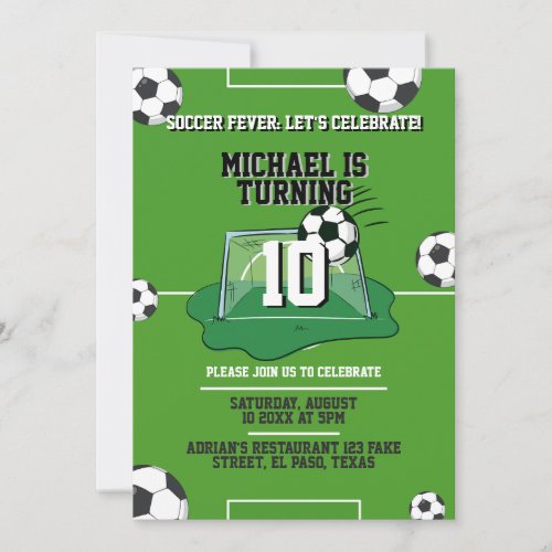 Kids birthday invitation Soccer fever QR code Invitation