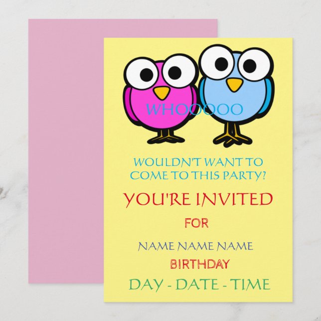 kids birthday invitations ensemble (Front/Back)