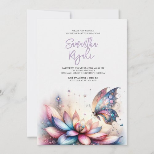 Kids Birthday Invitations Girls Magical Butterfly