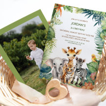 Kids Birthday Jungle Safari Animals for Boy Photo