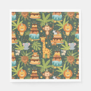 Kids Birthday Jungle Themed Napkins
