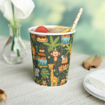 Kids Birthday Jungle Themed Paper Cups