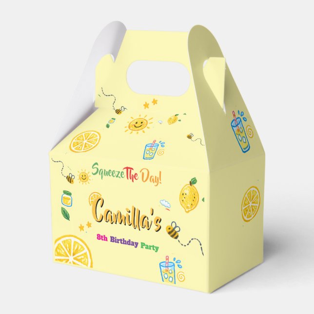 Kids Birthday Lemon Theme  Favor Boxes (Front Side)