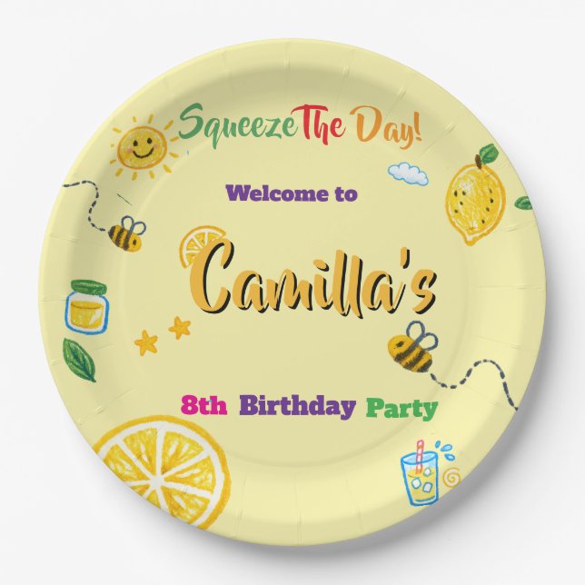 Kids Birthday Lemon Theme  Paper Plates (Front)