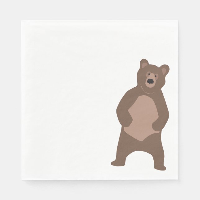 Kid's Birthday Modern Bear Party Napkins (Front)