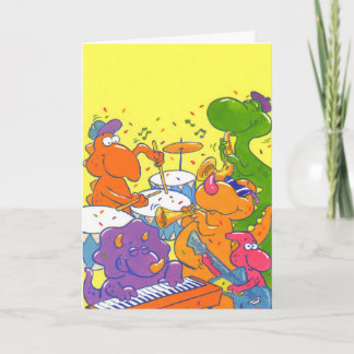Kid's birthday music dinosaurs custom card