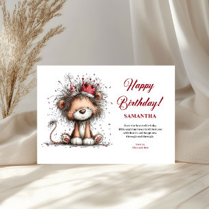 Kids Birthday Name Funny Animals Red Black Card