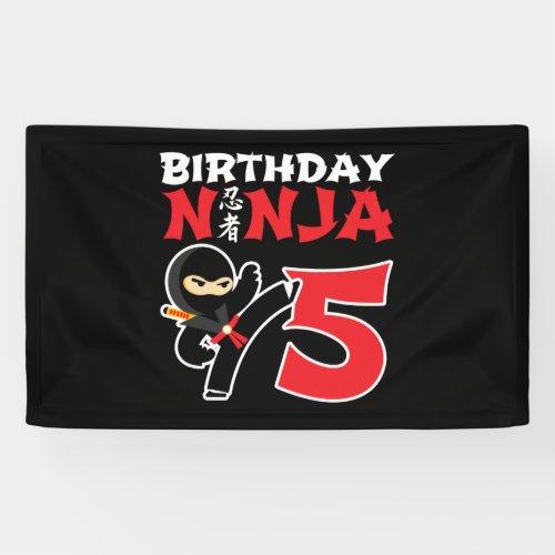 Kids Birthday Ninja _ 5 Year Old Party Theme Banner