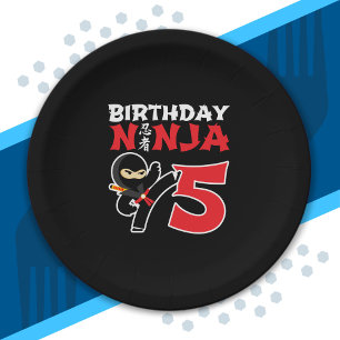 Kids Birthday Ninja - 5 Year Old Party Theme Paper Plates
