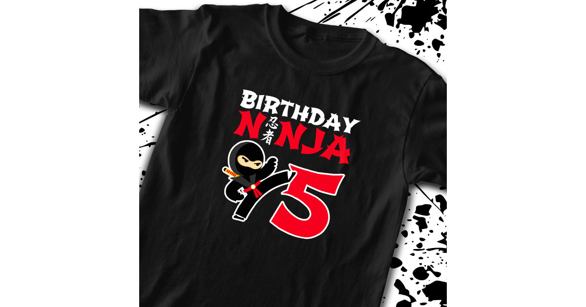Kids Birthday Ninja - 5 Year Old Party Theme T-Shirt | Zazzle