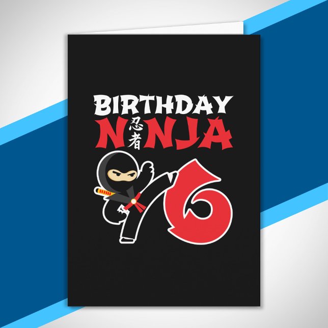 Kids Birthday Ninja - 6 Year Old Party Theme Card (Creator Uploaded)