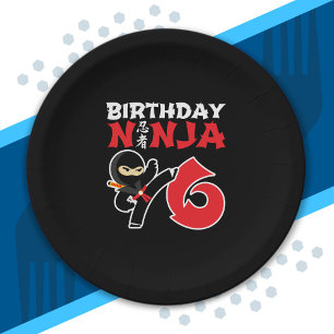 Kids Birthday Ninja - 6 Year Old Party Theme Paper Plates